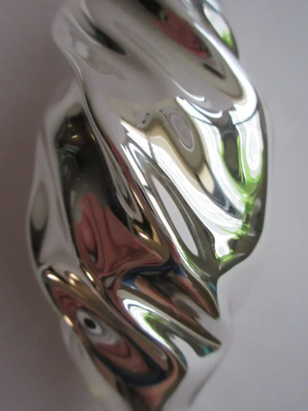 Bronner's Silver Fluted Swirl Teardrop Blown Glass Christmas Ornament 5.5